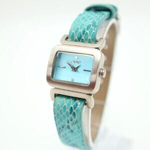 XOXO Womens Petite Watch 22mm Ice Blue Silver Tone Leather Strap w New Battery